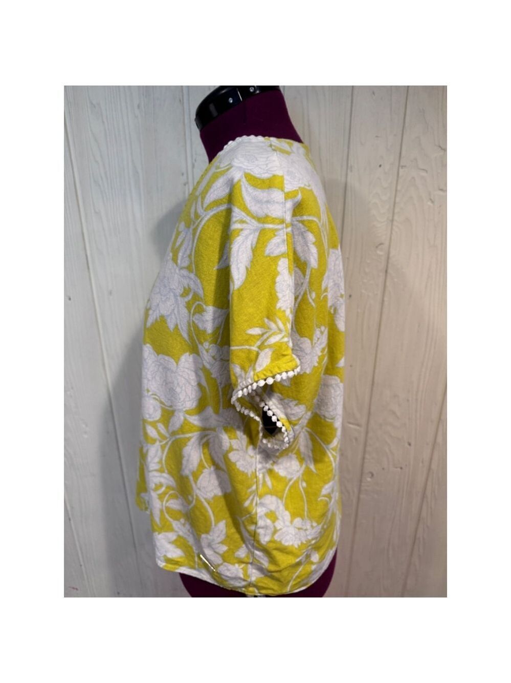 Marc New York Linen Blend Floral Top Yellow White XL - Picture 6 of 12
